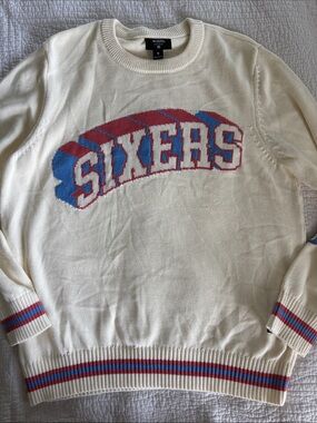 Men's Cream 'Sixers' Crewneck Sweater Wild Collective x Target